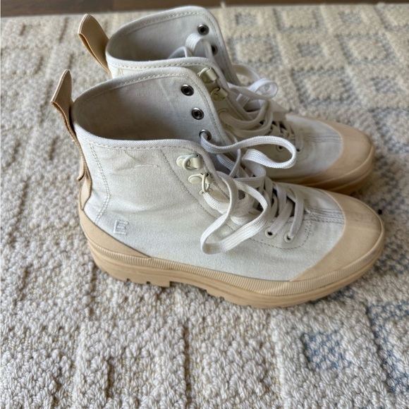 Everlane Organic Cotton Canvas Combat Lace Lugged Sole Boots White 6 - Picture 5 of 8